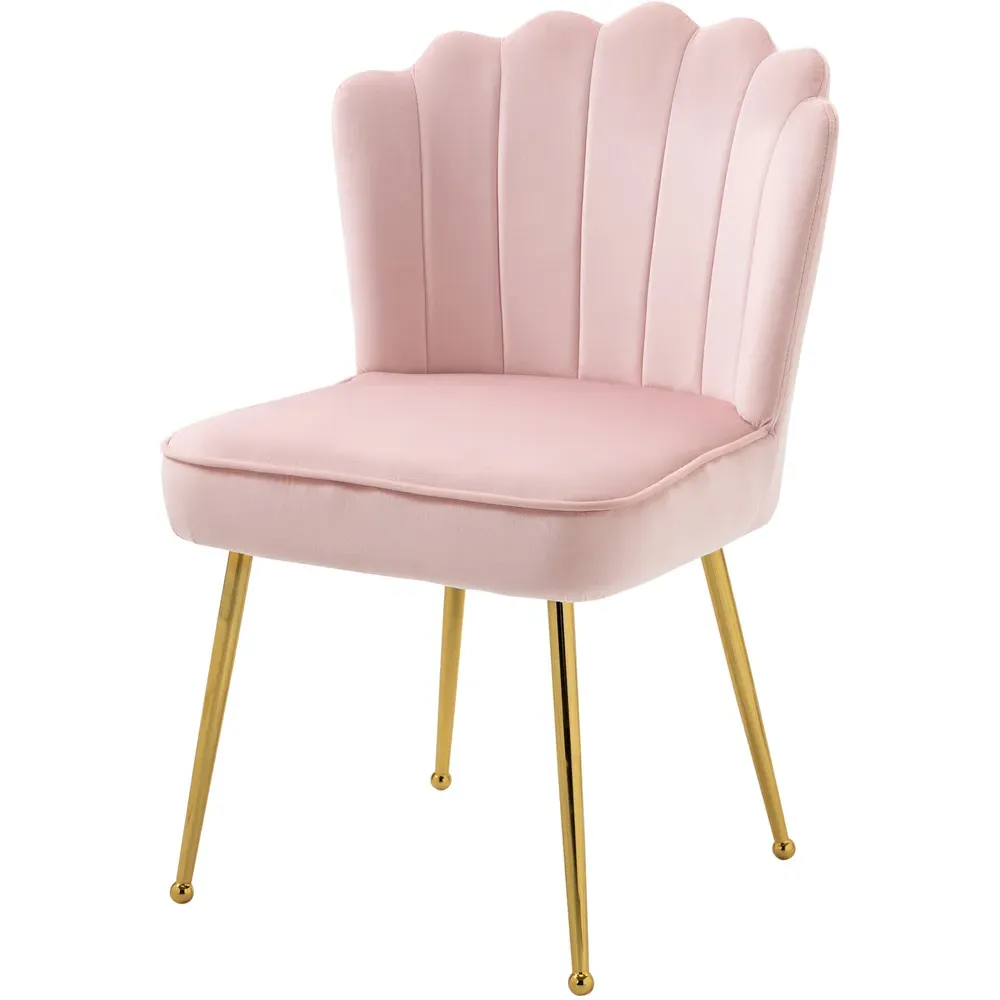 Shell-Shaped Vanity Accent Chair - Pink, Velvet