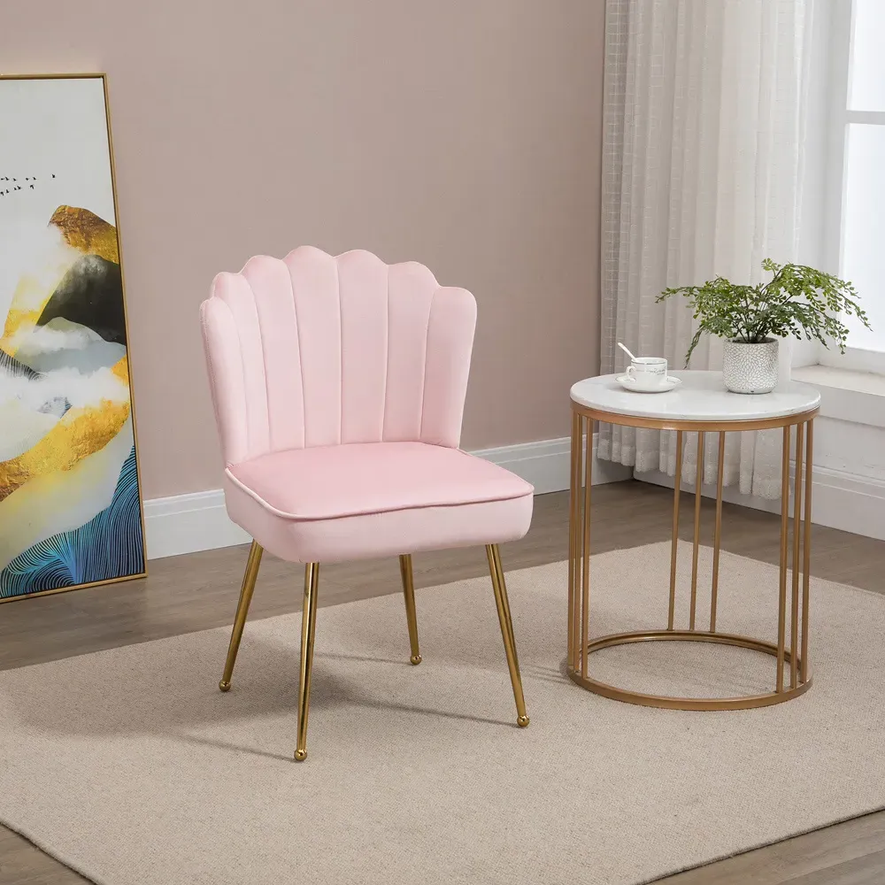 Shell-Shaped Vanity Accent Chair - Pink, Velvet