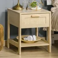 Side Table with Drawer - Natural, Rattan