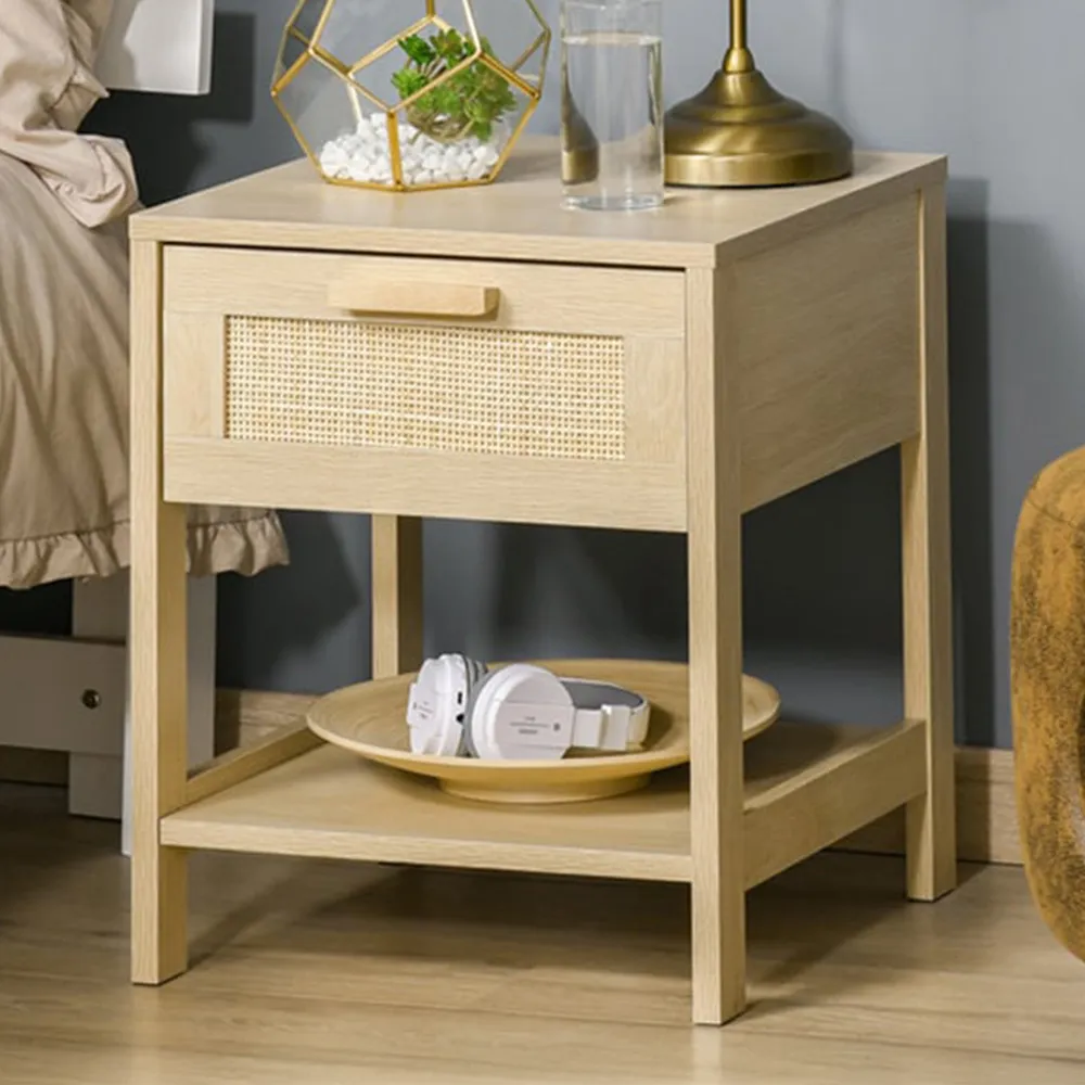Side Table with Drawer - Natural, Rattan image