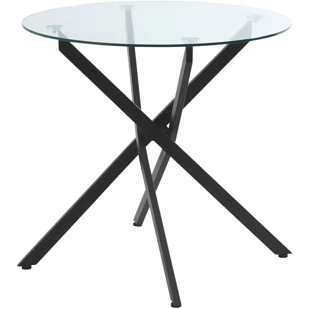 Side Table with Glass Top - Black