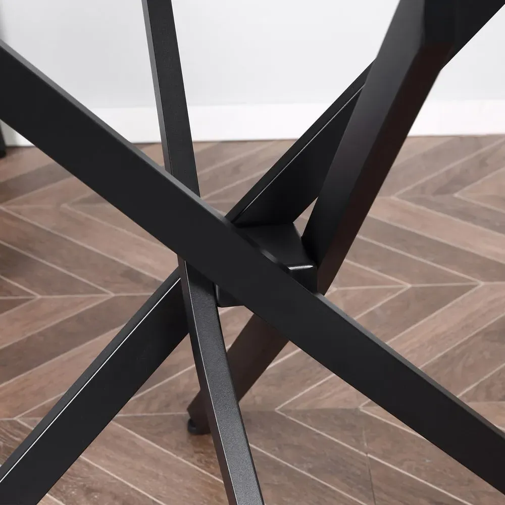 Side Table with Glass Top - Black