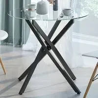 Side Table with Glass Top - Black