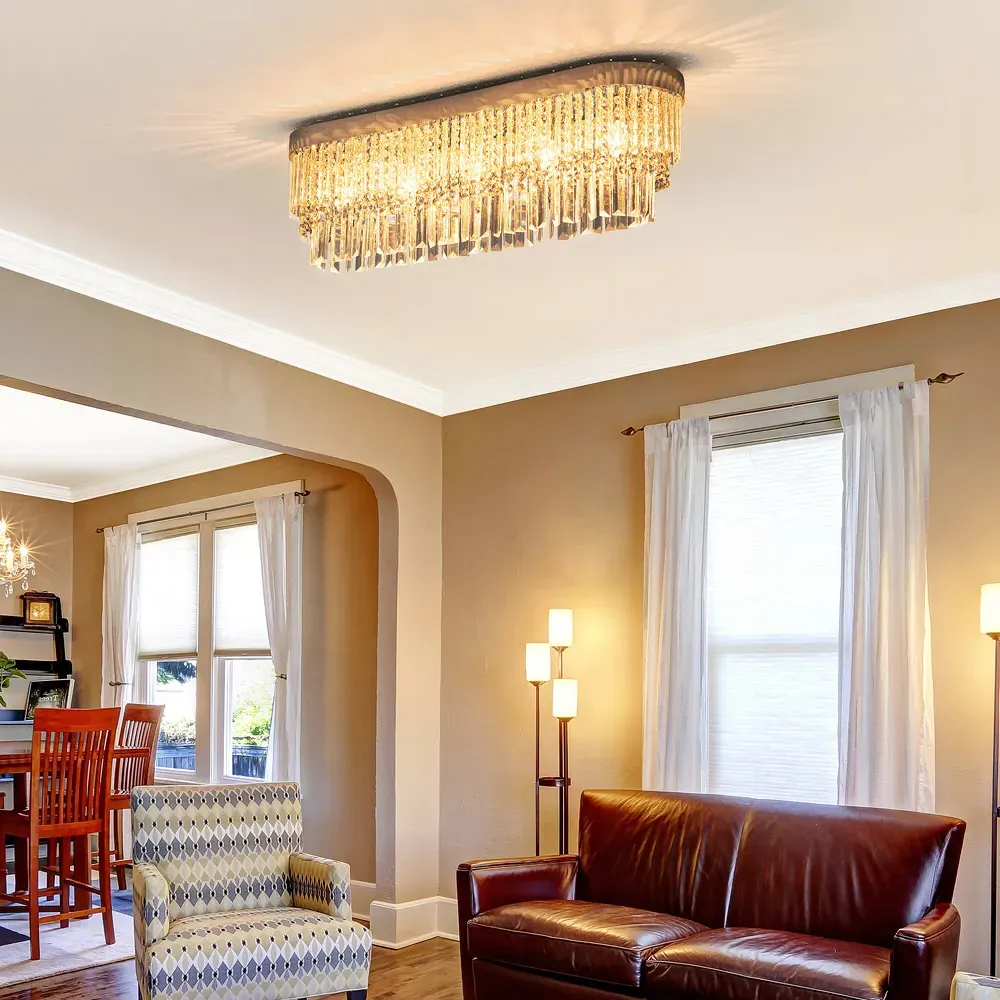 Silver Chandelier with Crystal Pendants - Silver, Stainless Steel