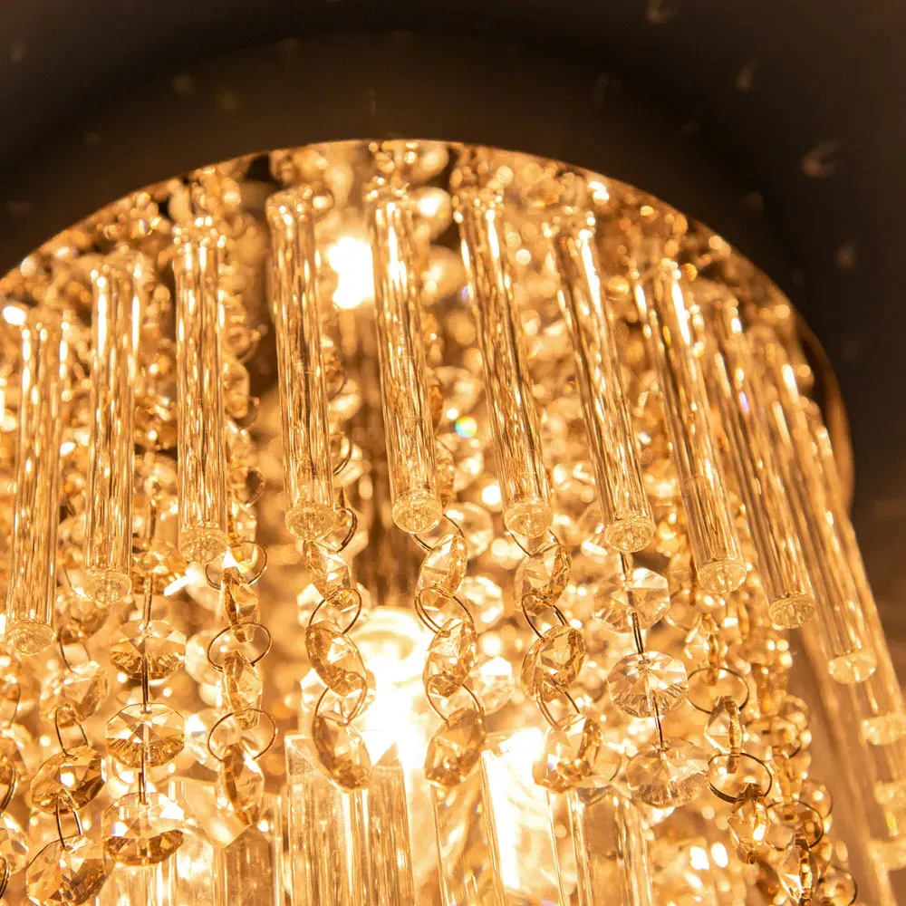 Silver Chandelier with Crystal Pendants - Silver, Stainless Steel