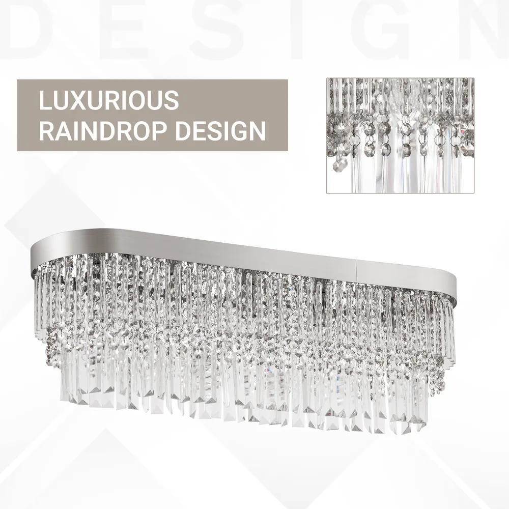 Silver Chandelier with Crystal Pendants - Silver, Stainless Steel