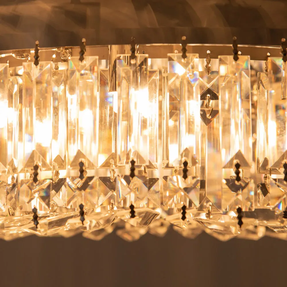 Silver Crystal Chandelier with Glass Beads - Silver, Steel