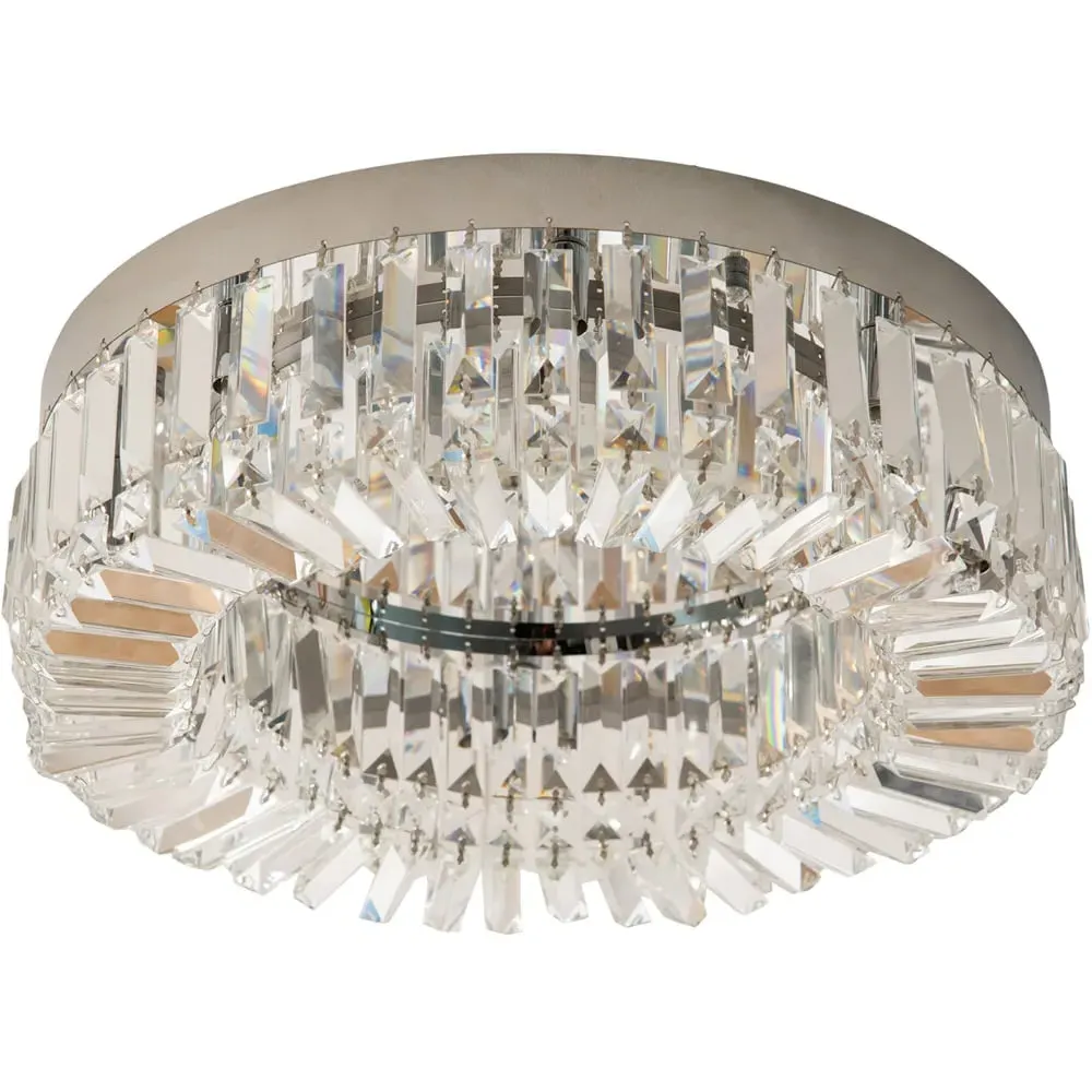 Silver Crystal Chandelier with Glass Beads - Silver, Steel