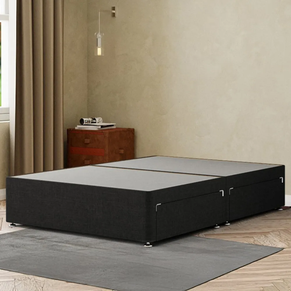 Simple Double Divan Base with 2 Drawers - Black, Linen