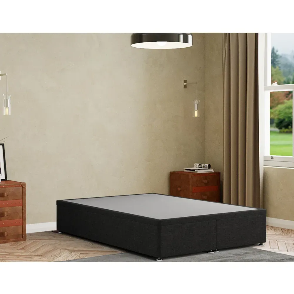 Simple Double Ottoman Divan Base with Storage - Black, Linen