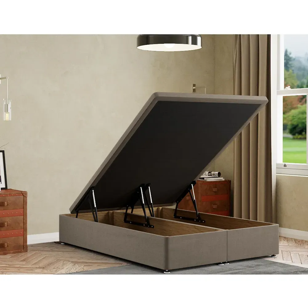 Simple Double Ottoman Divan Base with Storage - Cream, Linen