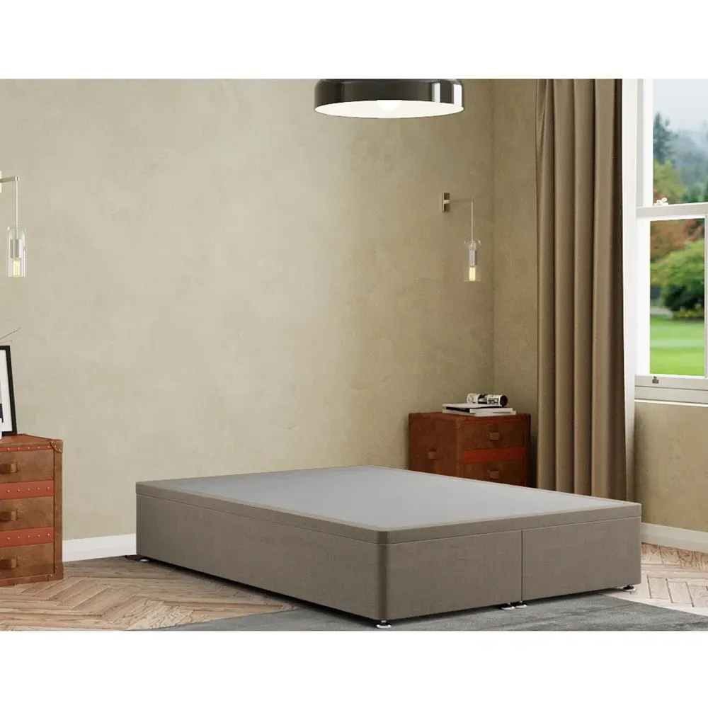 Simple Double Ottoman Divan Base with Storage - Cream, Linen