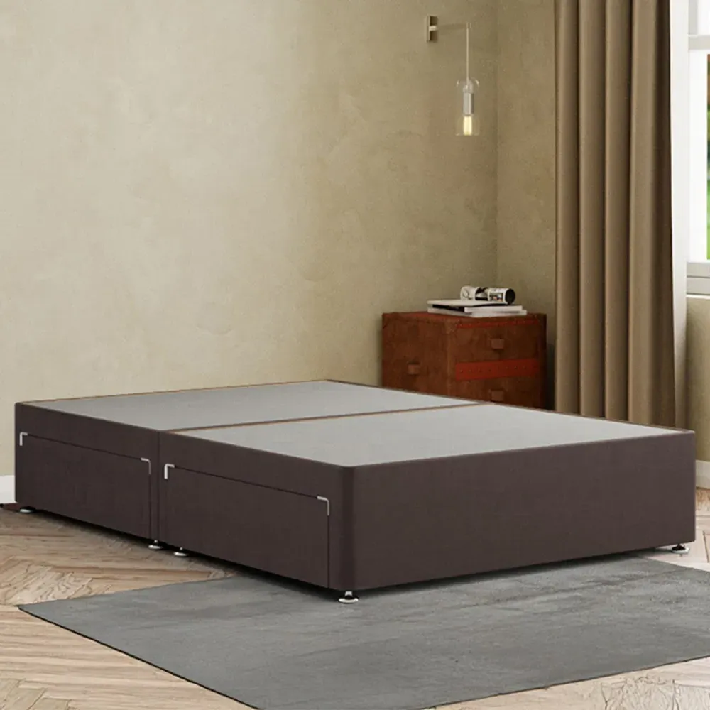 Simple King Size Divan Base with 2 Drawers - Grey, Weave
