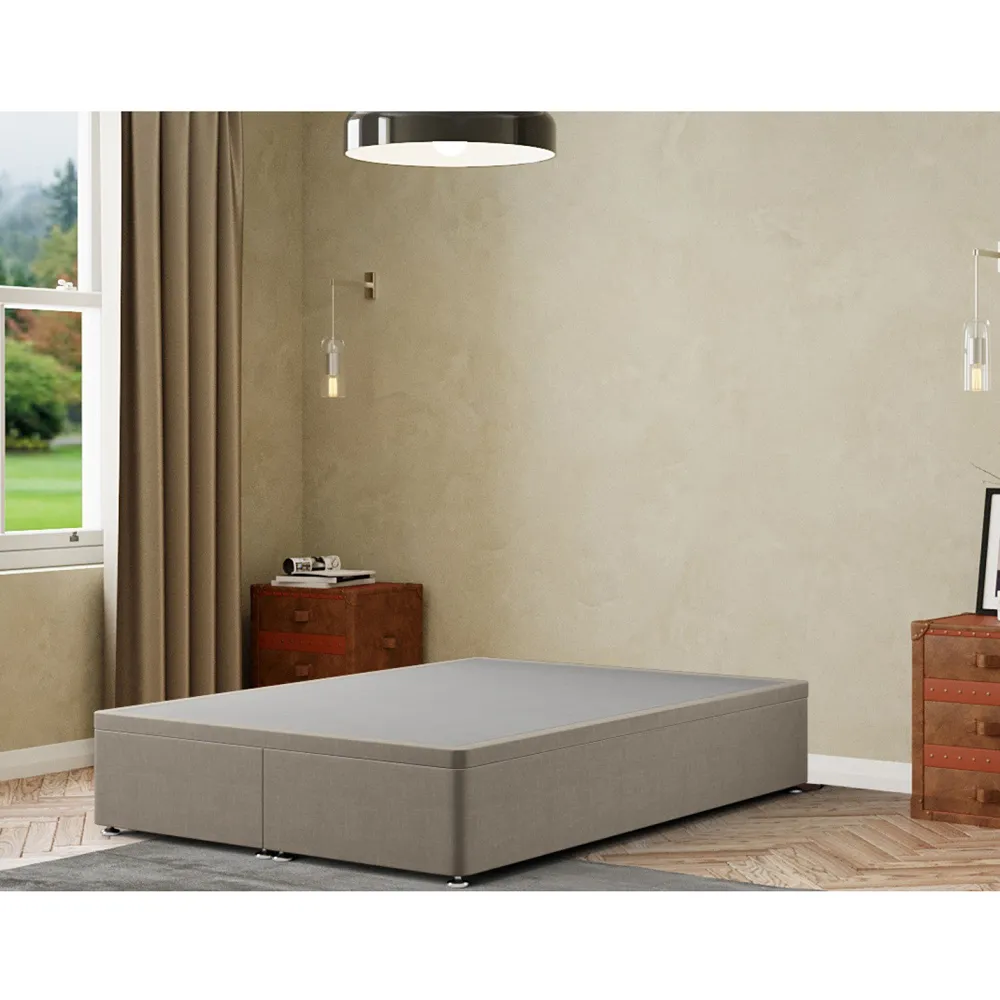 Simple King Size Ottoman Divan Base with Storage - Cream, Malham Weave