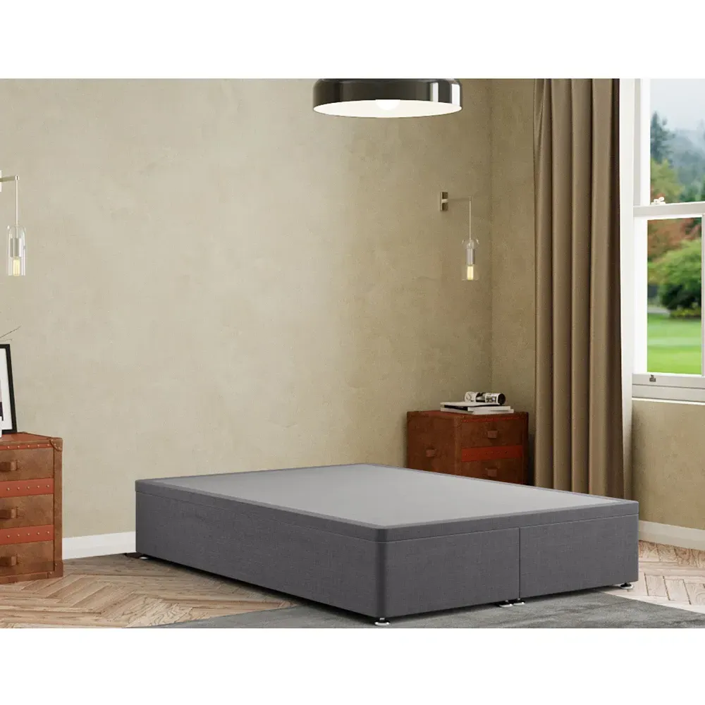 Simple Single Ottoman Divan Base with Storage - Grey, Linen