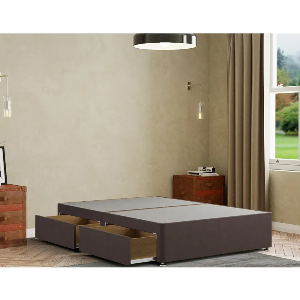 Simple Small Double Divan Base with 2 Drawers - Grey, Weave