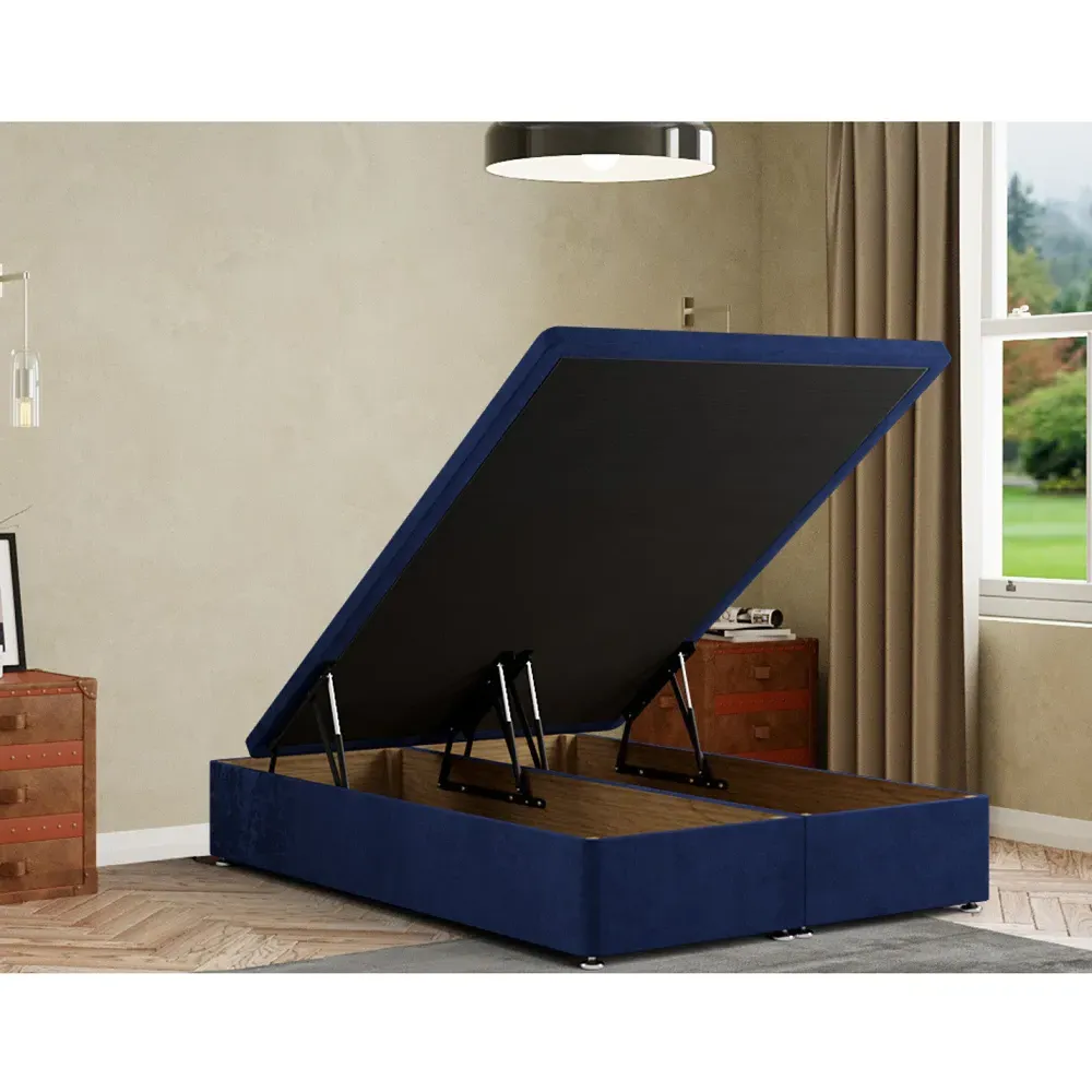 Simple Small Double Ottoman Divan Base with Storage - Blue