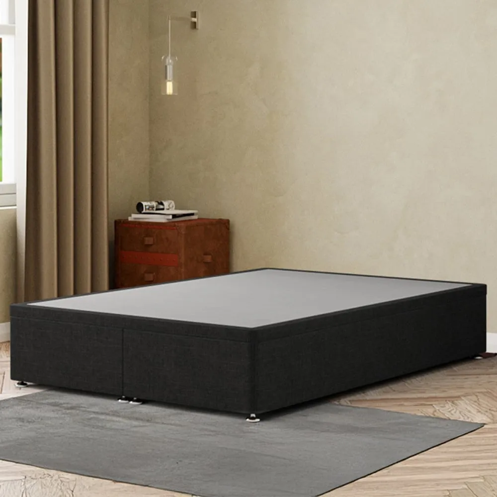 Simple Super King Ottoman Divan Base with Storage - Black, Linen