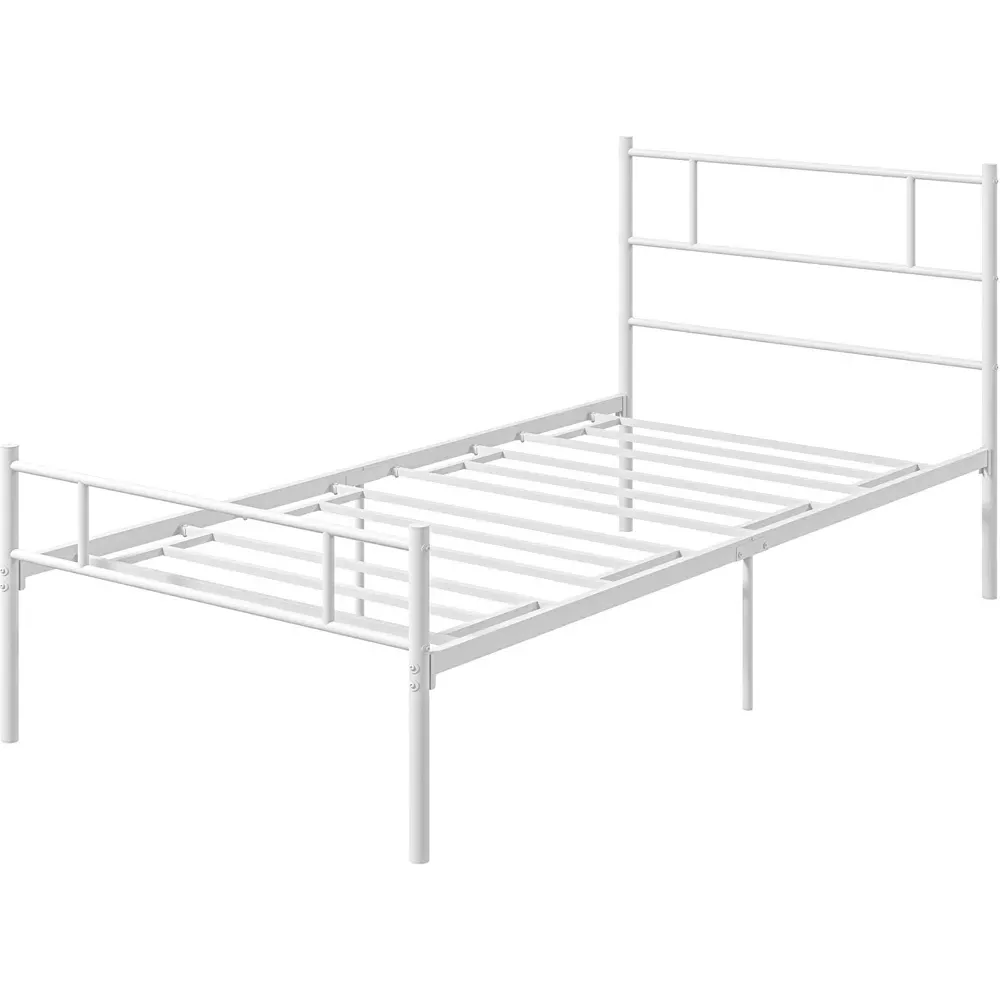 Single Bed Frame - White, Metal