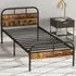 Single Bed Frame with Headboard - Rustic Brown