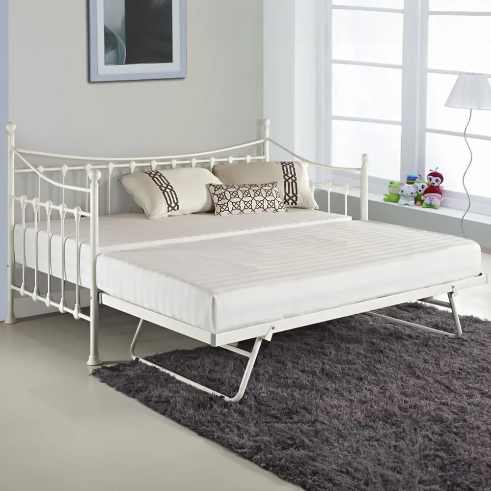 Single Day Bed with Mattress - White, Metal