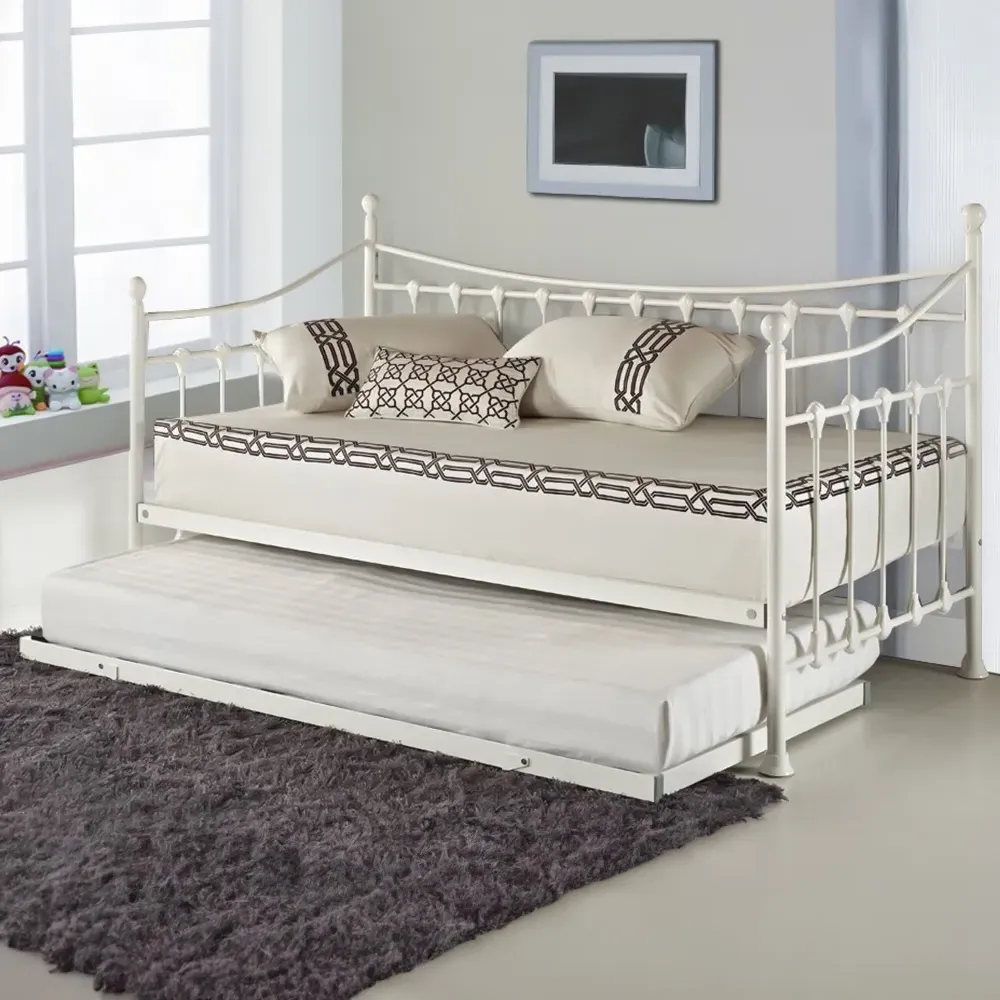 Single Day Bed with Mattress - White, Metal image