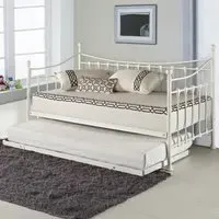 Single Day Bed with Trundle - White, Metal