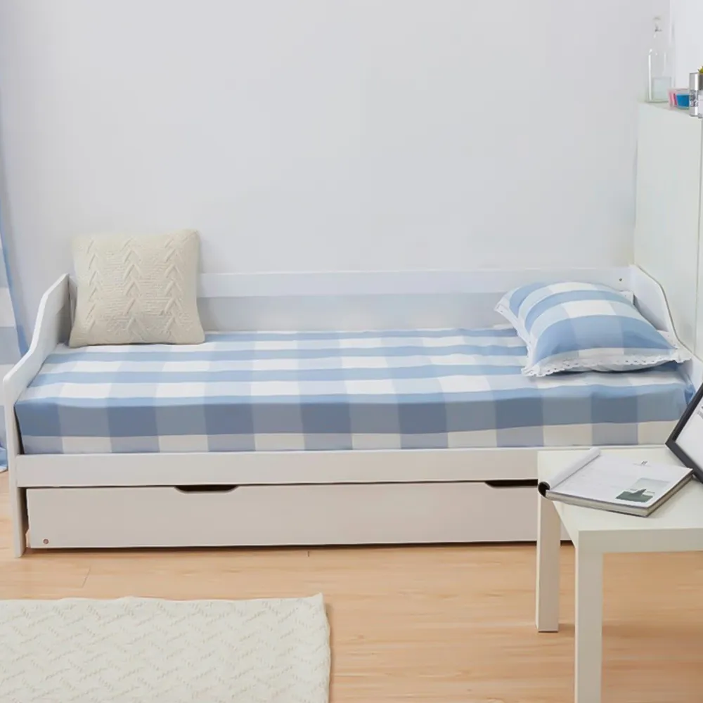 Single Day Bed with Trundle - White, Wood