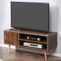 Single Door 2 Shelf TV Cabinet - Brown