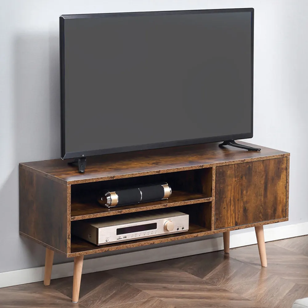 Single Door 2 Shelf TV Cabinet - Brown