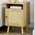 Single Door Bedside Table with Rattan - Brown