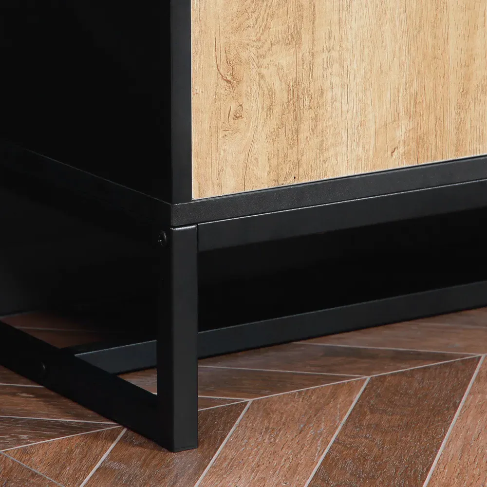 Single Door Display Cabinet with Drawers - Brown