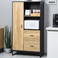 Single Door Display Cabinet with Drawers - Brown