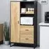 Single Door Display Cabinet with Drawers - Brown