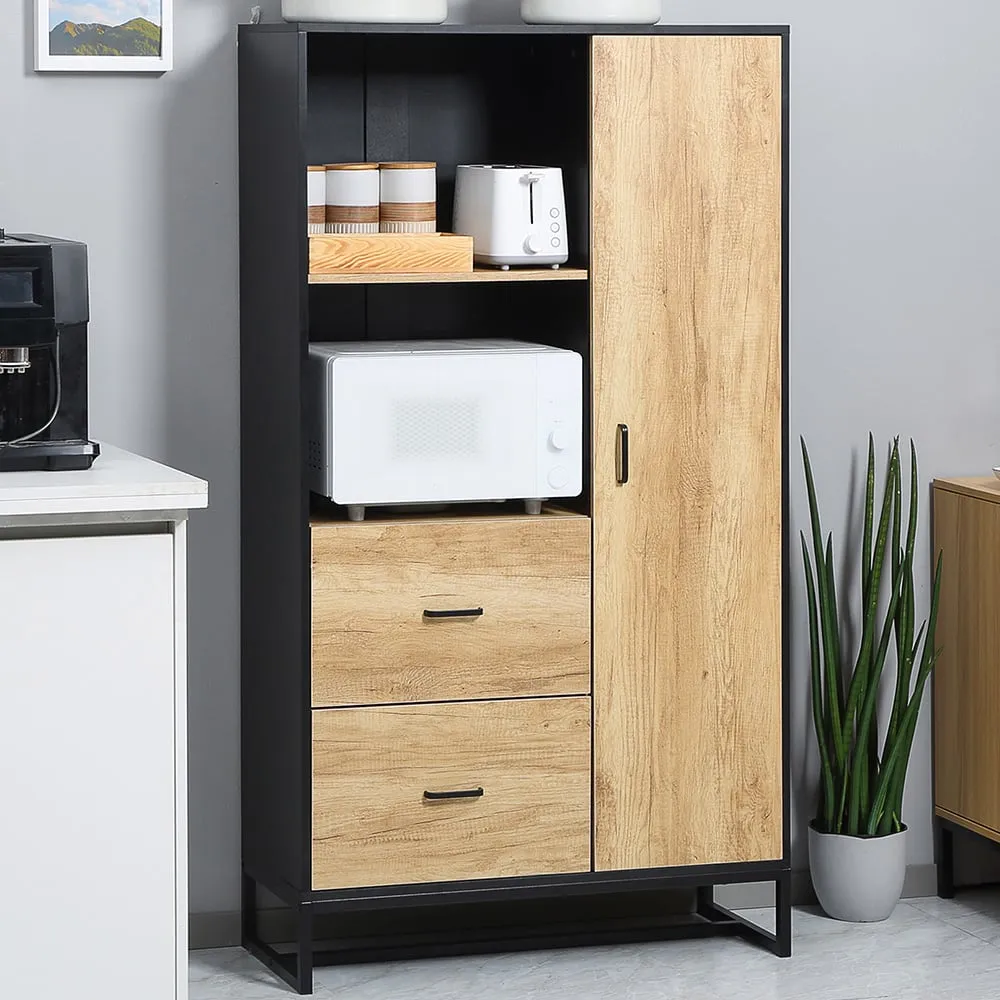Single Door Display Cabinet with Drawers - Brown image