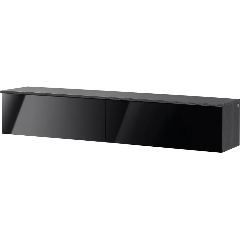 Single Door Floating Wall TV Unit - Black, High Gloss