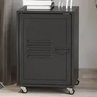 Single Door Industrial Bedside Table - Black