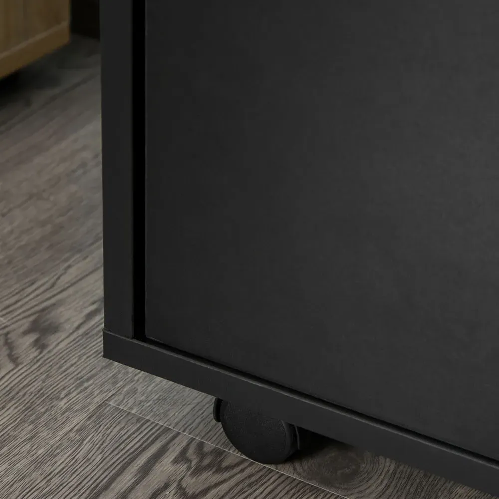 Single Door Printer Stand with Drawer - Black