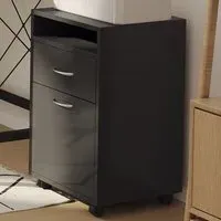 Single Door Printer Stand with Drawer - Black