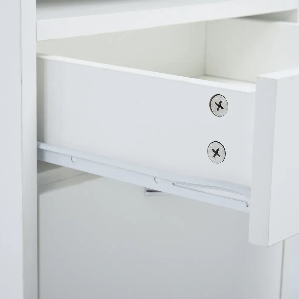 Single Door Printer Stand with Drawer - White