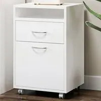 Single Door Printer Stand with Drawer - White