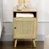 Single Door Rattan Bedside Table Set of 2 - Brown