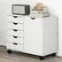 Single Door Storage Cabinet with 5 Drawers - White