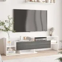 Single Door TV Cabinet with Wall Shelf - White, Wood