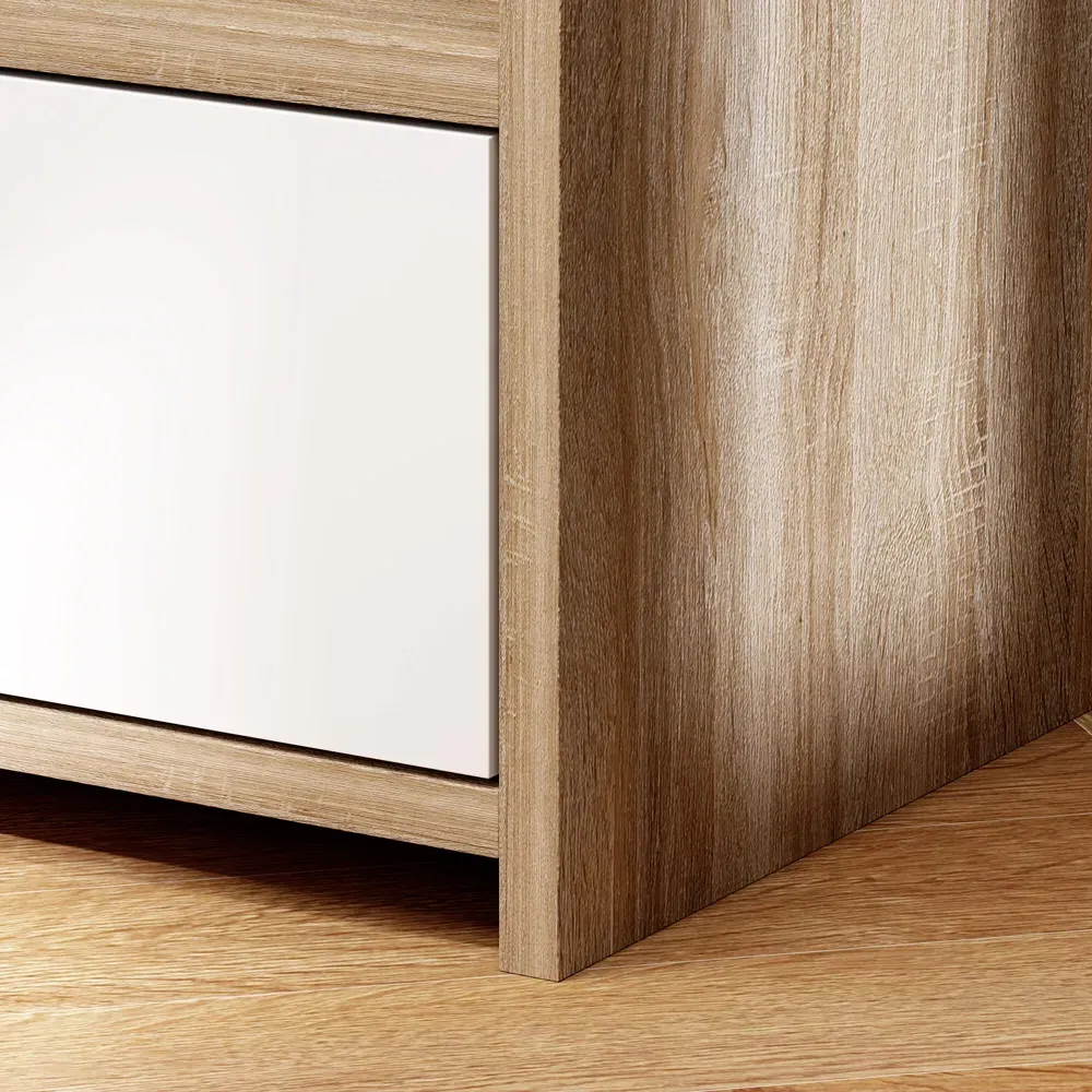 Single Drawer 3 Shelf Bedside Table - Brown, Wood Effect