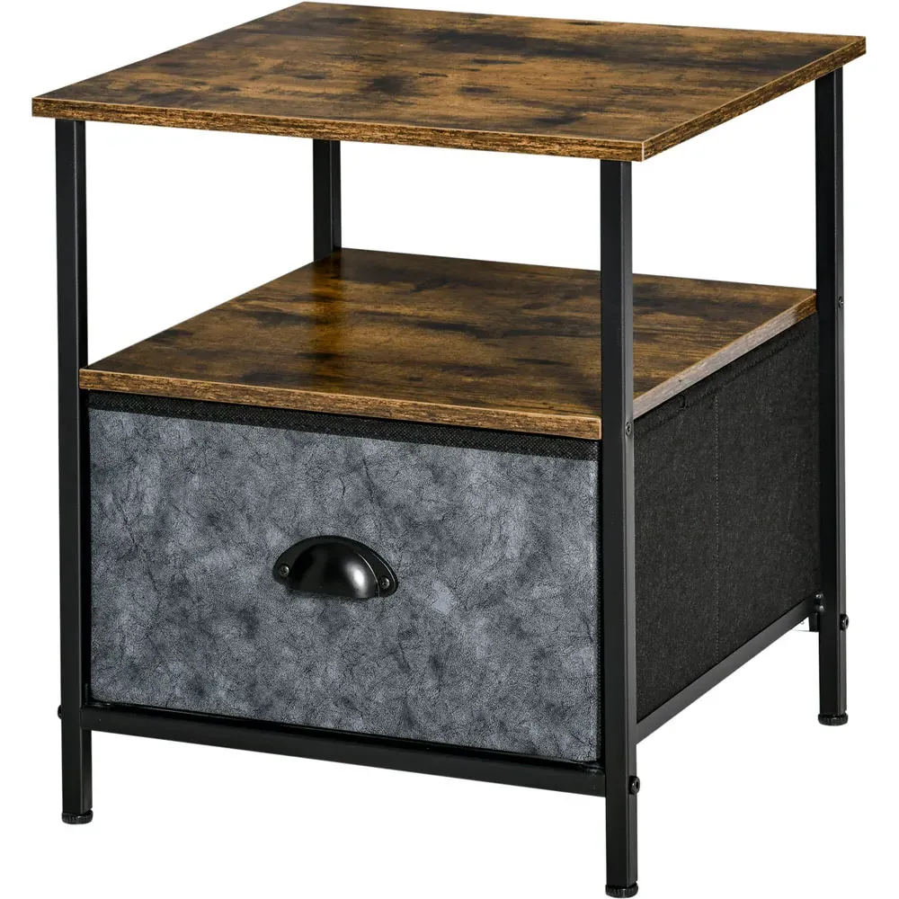 Single Drawer Bedside Table - Brown