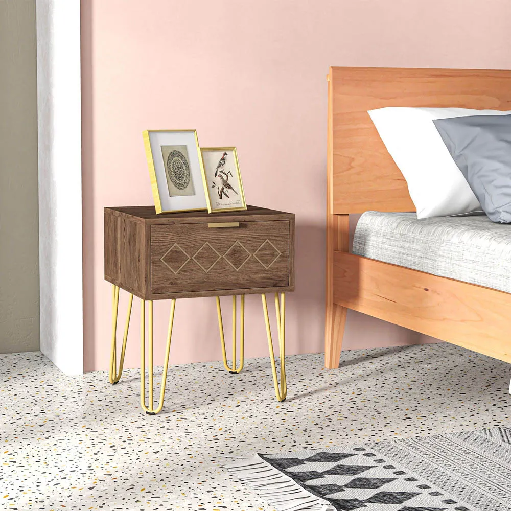 Single Drawer Bedside Table - Brown