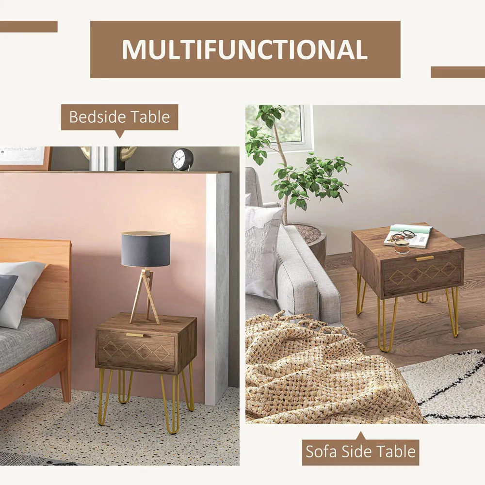 Single Drawer Bedside Table - Brown