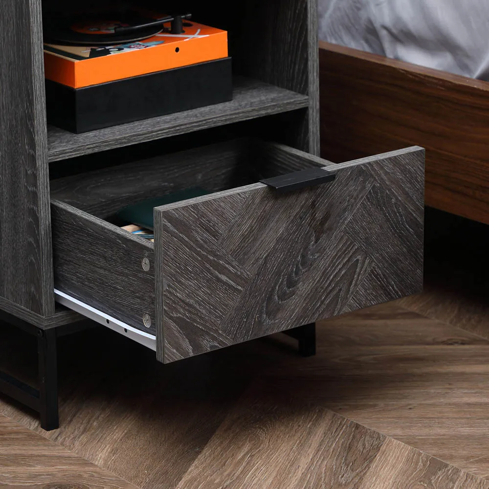 Single Drawer Bedside Table - Dark Grey
