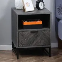 Single Drawer Bedside Table - Dark Grey